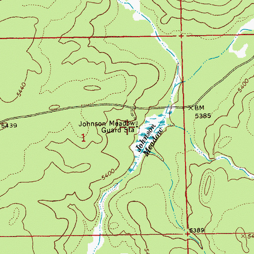 Topographic Map of Johnson Meadow Guard Station, OR