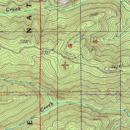 Topographic Map of Johnson Meadows Trail, OR