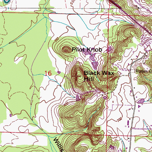Topographic Map of Black Wax Hill, AL
