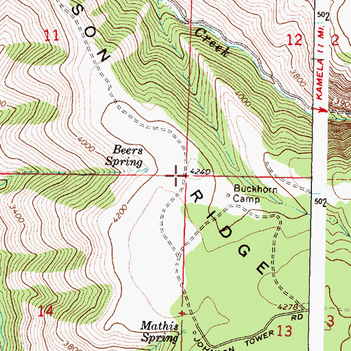Topographic Map of Johnson Ridge, OR