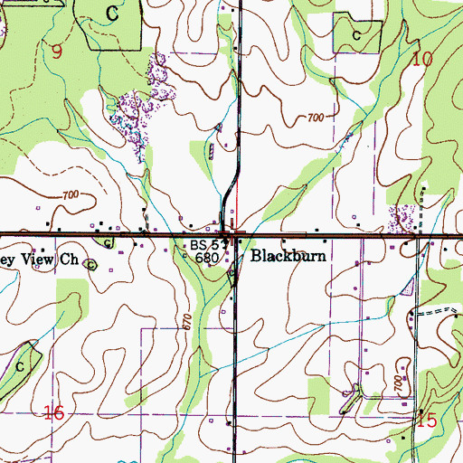 Topographic Map of Blackburn, AL