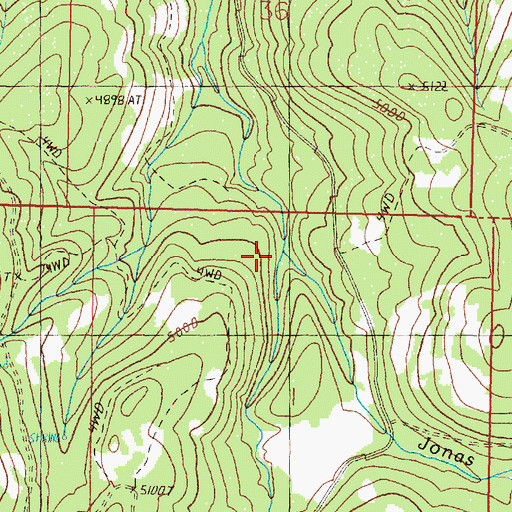 Topographic Map of Jonas Creek, OR