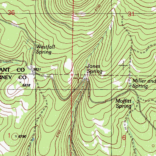 Topographic Map of Jones Spring, OR