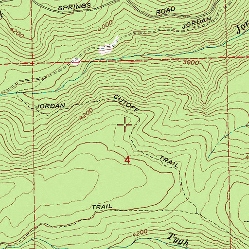 Topographic Map of Jordan Cutoff Trail, OR