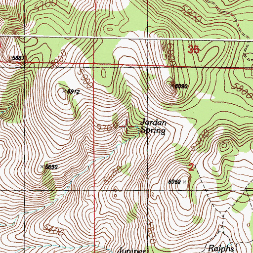 Topographic Map of Jordan Spring, OR