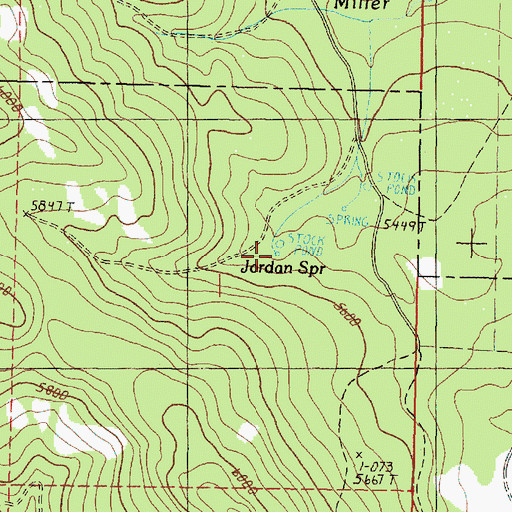 Topographic Map of Jordan Spring, OR