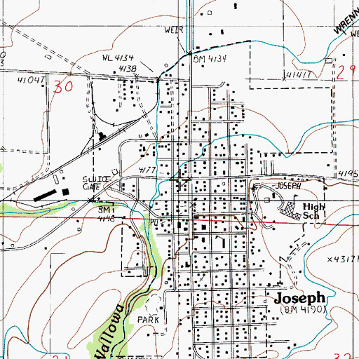 Topographic Map of Joseph, OR
