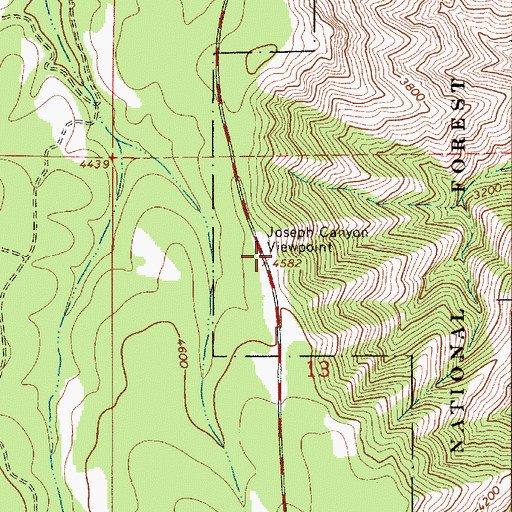 Topographic Map of Joseph Canyon Viewpoint, OR