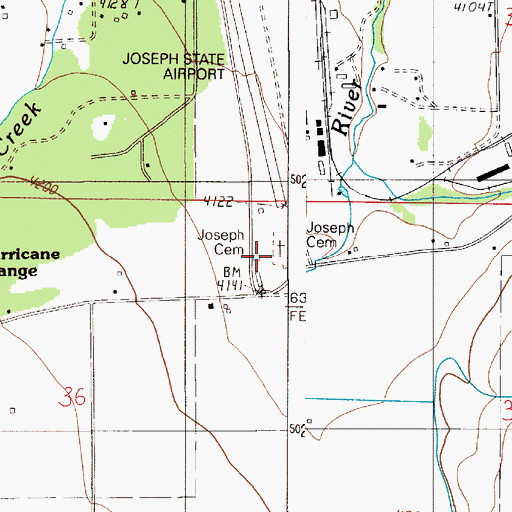 Topographic Map of Joseph Cemetery, OR
