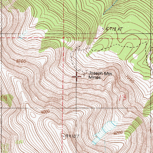 Topographic Map of Joseph Mountain Mines, OR