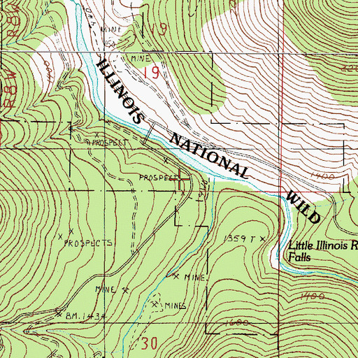 Topographic Map of Josephine Creek, OR