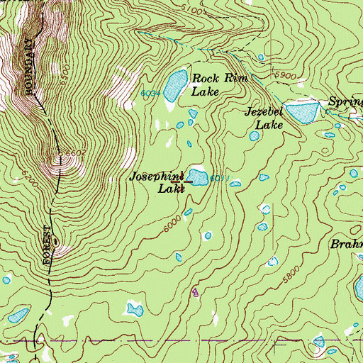 Topographic Map of Josephine Lake, OR