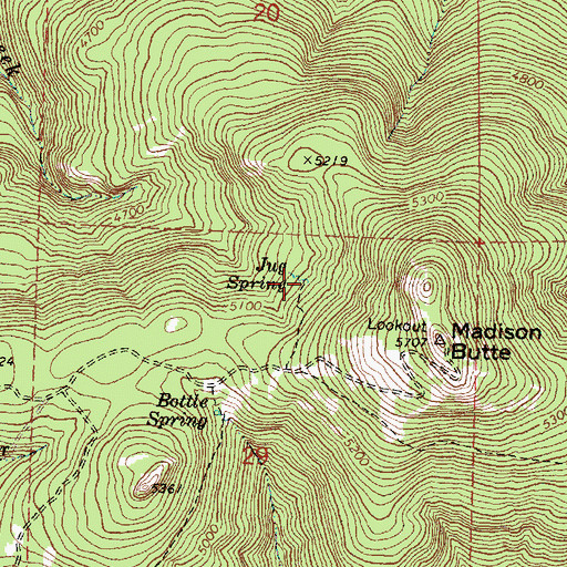 Topographic Map of Jug Spring, OR