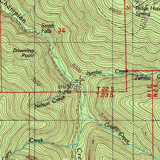 Topographic Map of Jumbo Creek, OR