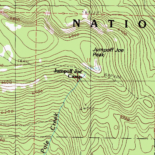 Topographic Map of Jumpoff Joe Camp, OR