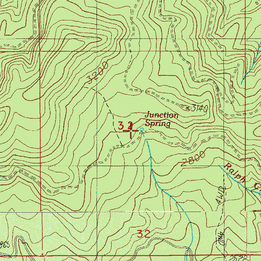 Topographic Map of Junction Spring, OR