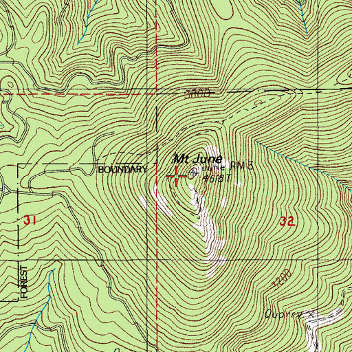 Topographic Map of Mount June, OR