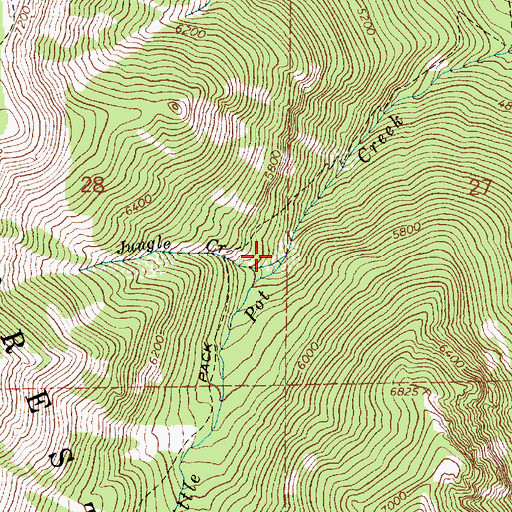 Topographic Map of Jungle Creek, OR