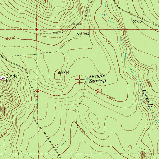 Topographic Map of Jungle Spring, OR