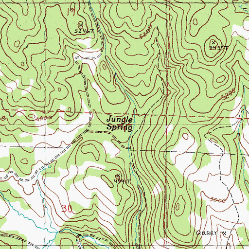 Topographic Map of Jungle Spring, OR