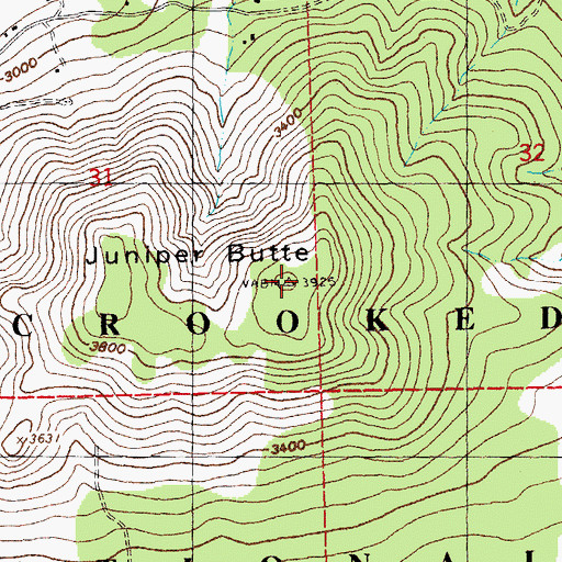 Topographic Map of Juniper Butte, OR