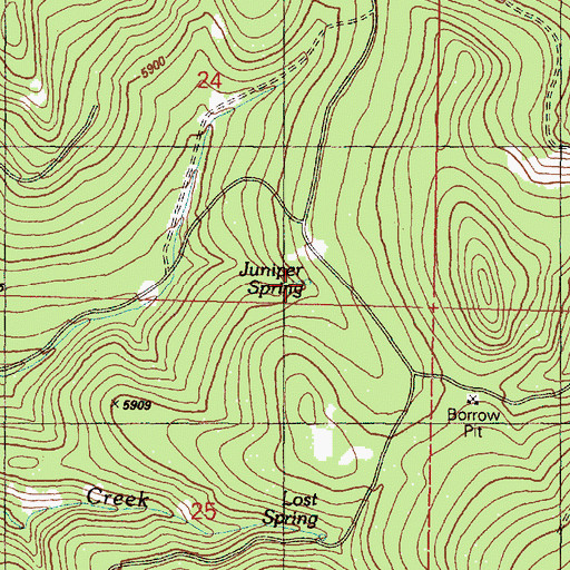 Topographic Map of Juniper Spring, OR