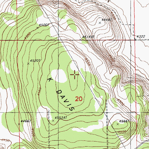 Topographic Map of K Davis Hill, OR