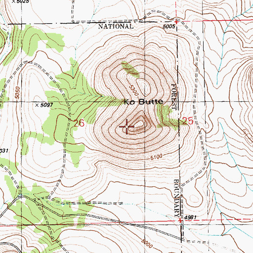 Topographic Map of Ko Butte, OR