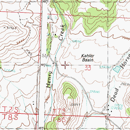 Topographic Map of Kahler Basin, OR