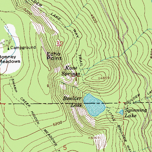 Topographic Map of Kane Springs, OR