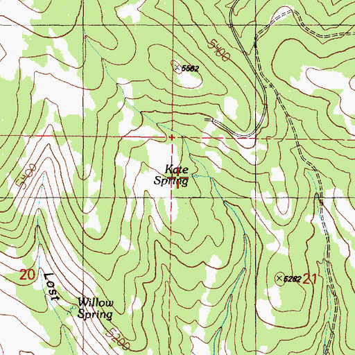 Topographic Map of Kate Spring, OR