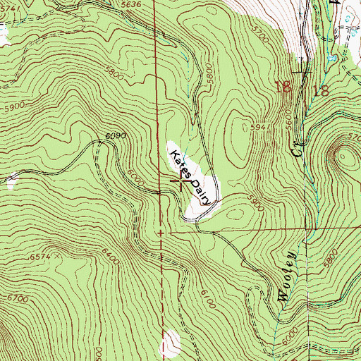 Topographic Map of Kates Dairy, OR