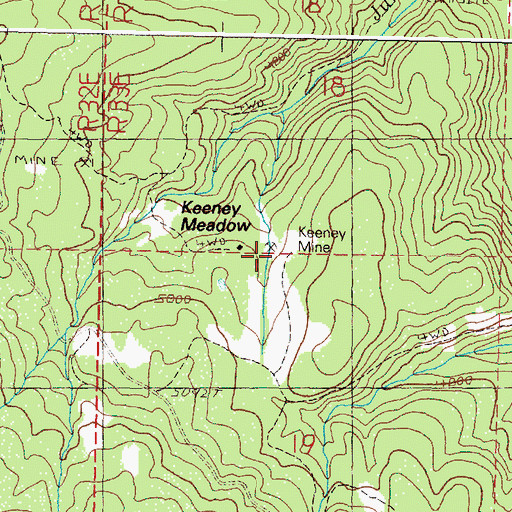 Topographic Map of Keeney Mine, OR