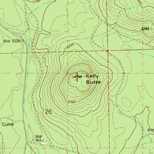 Topographic Map of Kelly Butte, OR