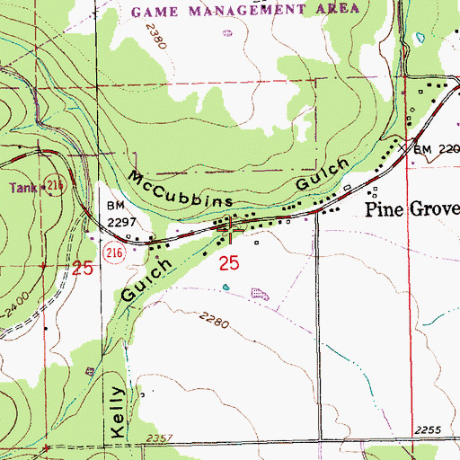 Topographic Map of Kelly Gulch, OR
