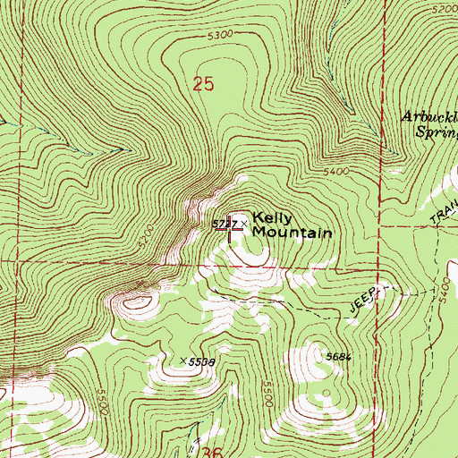 Topographic Map of Kelly Mountain, OR