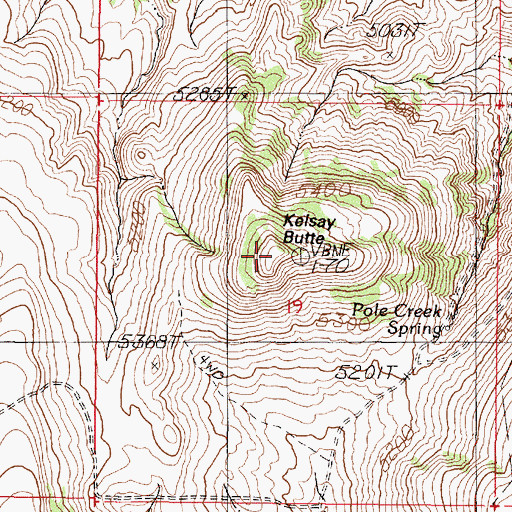 Topographic Map of Kelsay Butte, OR