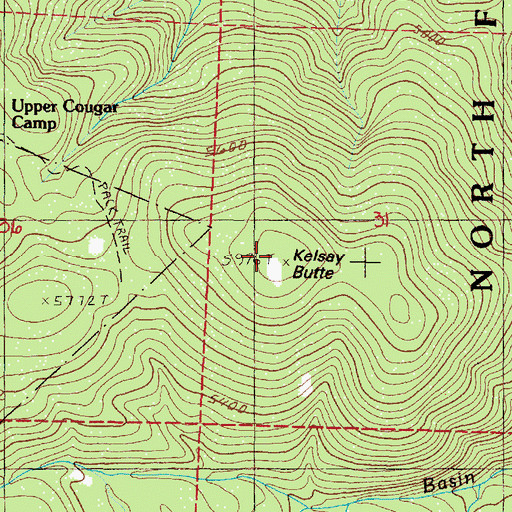 Topographic Map of Kelsay Butte, OR