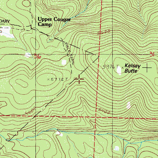 Topographic Map of Kelsay Butte Trail, OR