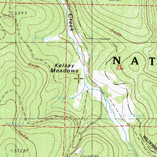 Topographic Map of Kelsay Meadows, OR