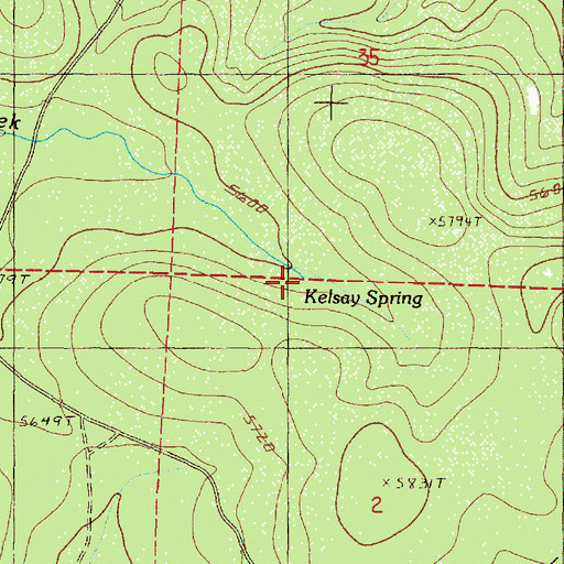 Topographic Map of Kelsay Spring, OR