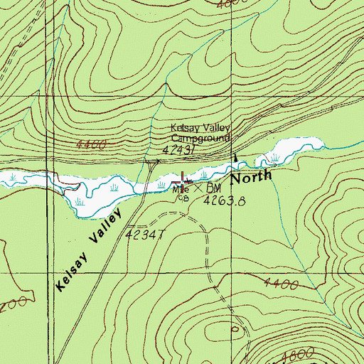 Topographic Map of Kelsay VAlley Recreation Site, OR