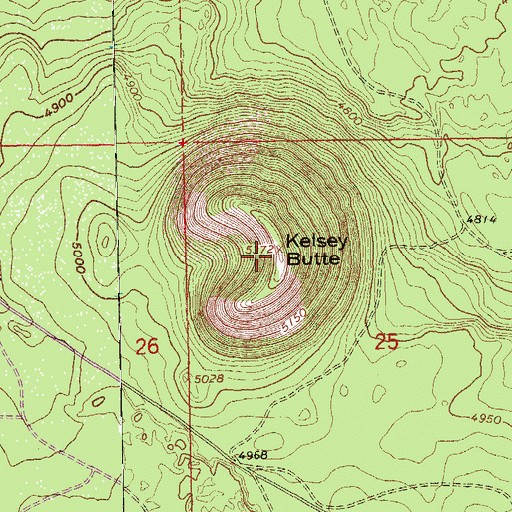 Topographic Map of Kelsey Butte, OR