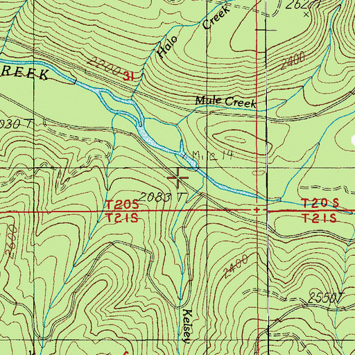 Topographic Map of Kelsey Creek, OR
