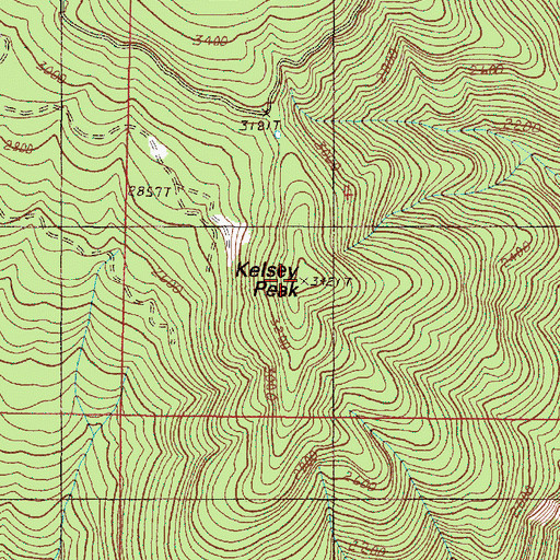 Topographic Map of Kelsey Peak, OR