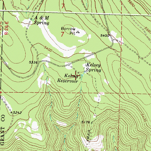 Topographic Map of Kelsey Reservoir, OR