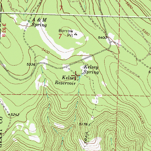 Topographic Map of Kelsey Spring, OR