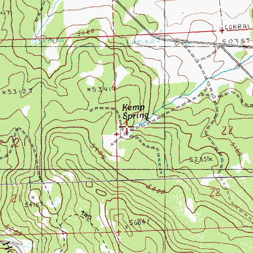 Topographic Map of Kemp Spring, OR