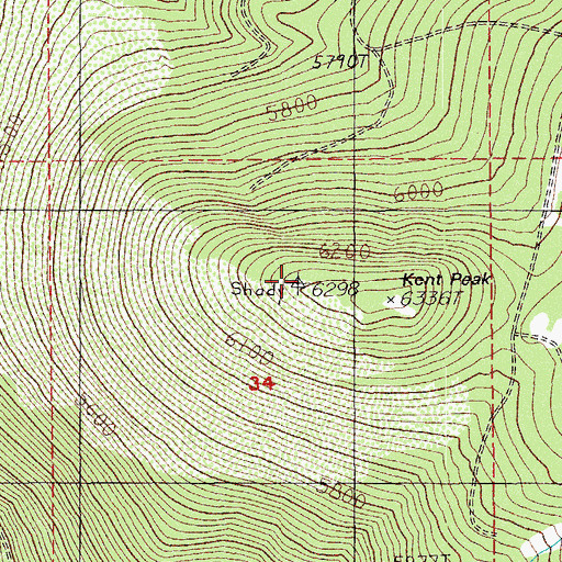 Topographic Map of Kent Peak, OR