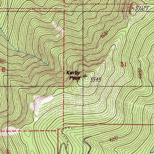 Topographic Map of Kerby Peak, OR